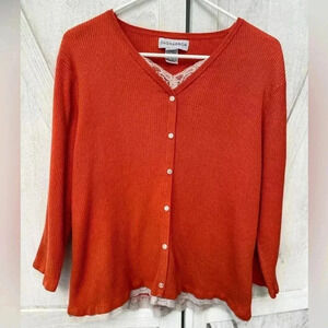 SAG HARBOR Y2K Lace Pullover Sweater Women’s XL Orange